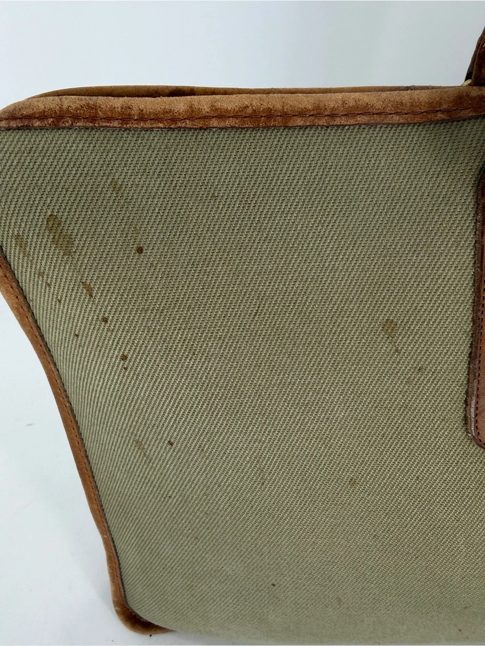 Coach Vintage Olive Canvas Twill Slim Satchel with Brown Leather Trim